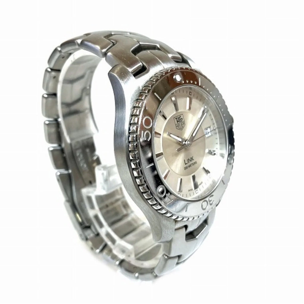 Dial WJ1111 Tag Pre-Owned Silver Quartz Link Heuer Men's Date (Good) Watch