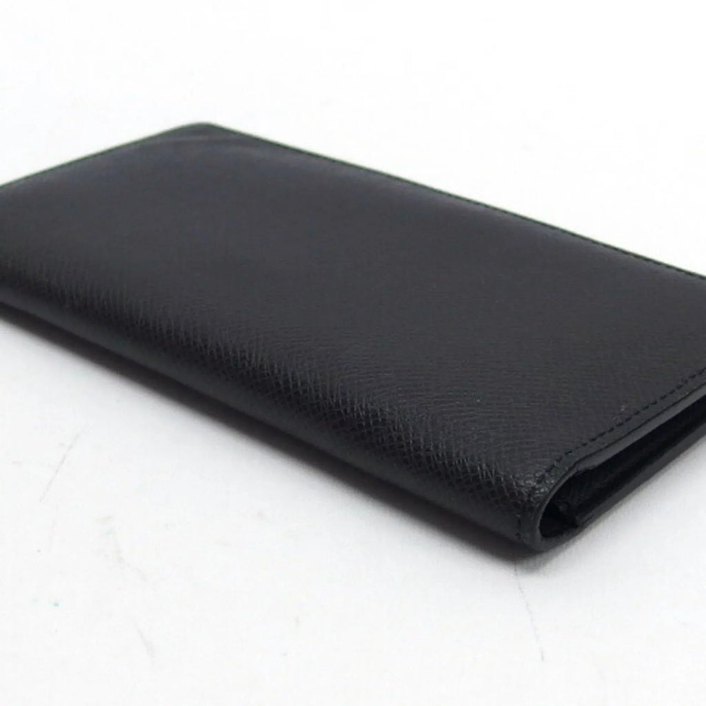 Pre-Owned Wallet (Good) Long Vuitton Black Bifold Billfold Taiga Louis