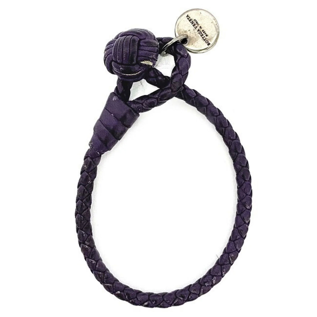 Purple,Silver Charm (Fair) Ec-14203 Pre-Owned Veneta Bottega Leather Bracelet