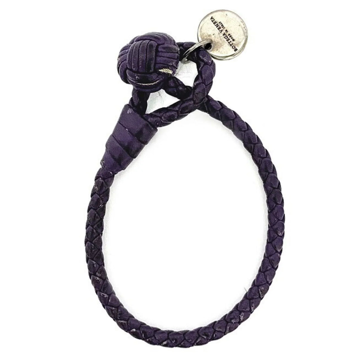 Purple,Silver Charm (Fair) Ec-14203 Pre-Owned Veneta Bottega Leather Bracelet