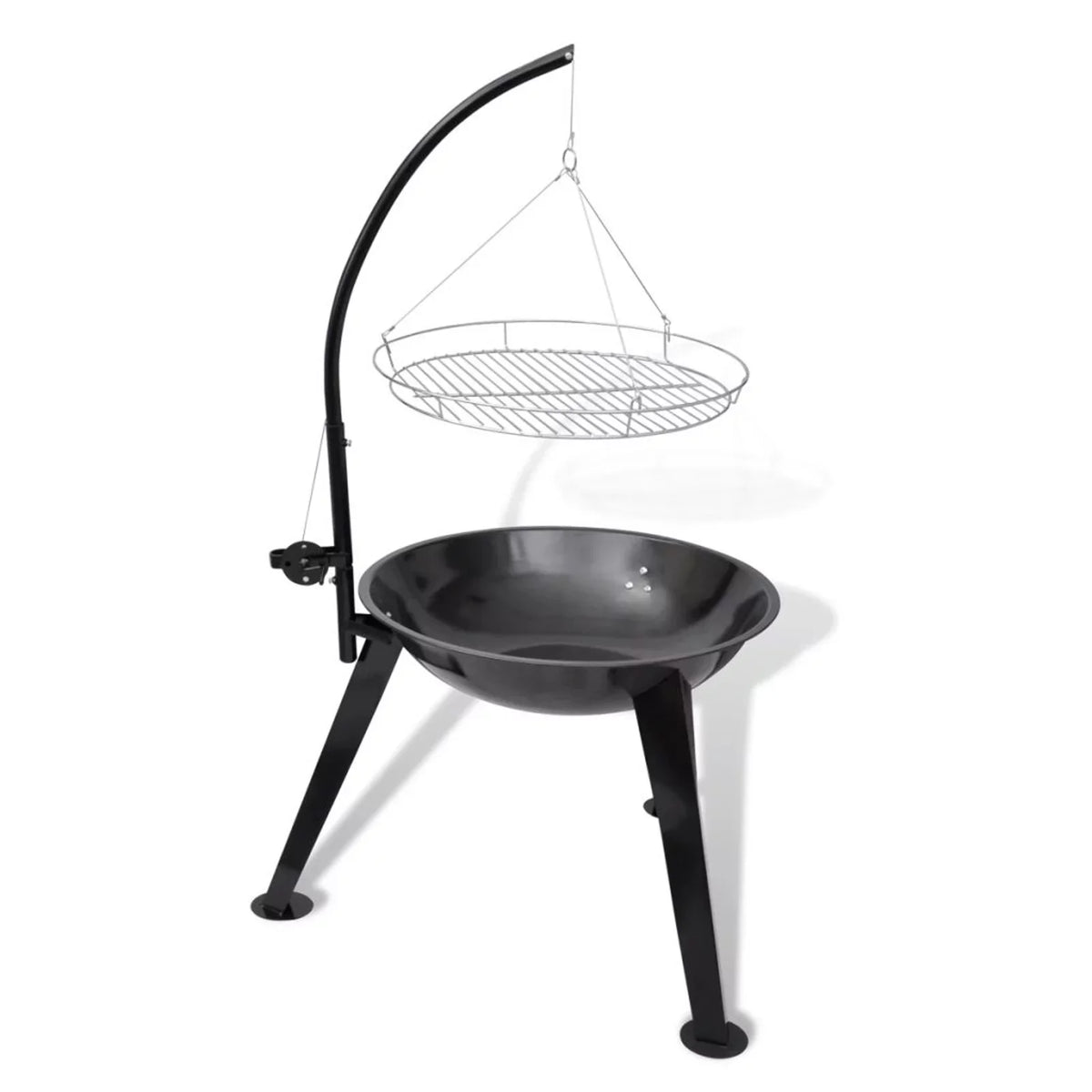 48.4 Party, Hiking, Hanging Cooking, Grilling, Picnic, Round Garden, x Stand Camping Stand x Grill Anself Barbecue for H) Charcoal Inches (Diameter with Plate Patio Steel 28.3 Smoking,