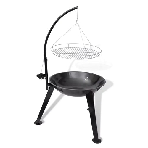 48.4 Party, Hiking, Hanging Cooking, Grilling, Picnic, Round Garden, x Stand Camping Stand x Grill Anself Barbecue for H) Charcoal Inches (Diameter with Plate Patio Steel 28.3 Smoking,