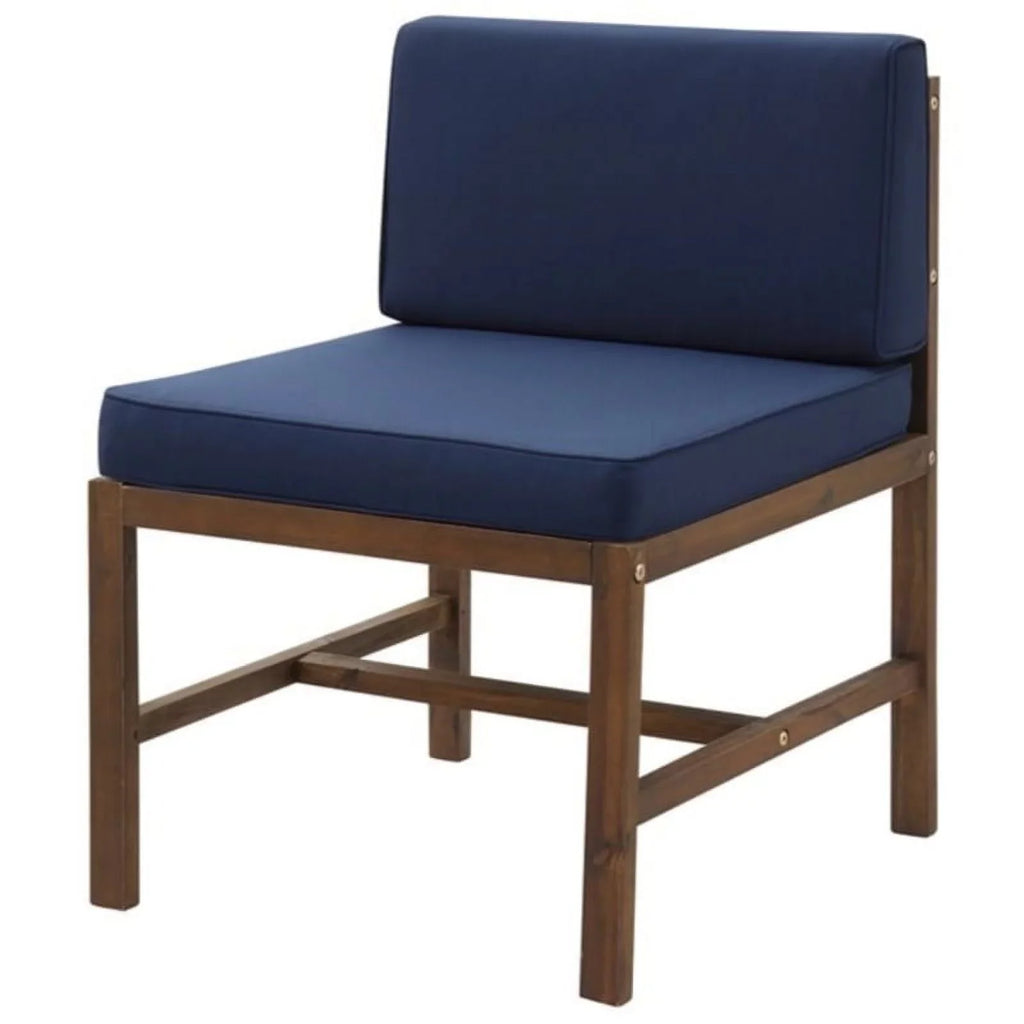 Side Brown/Navy Solid Chair Wood Modular Patio Edison Dark Acacia Blue - Walker