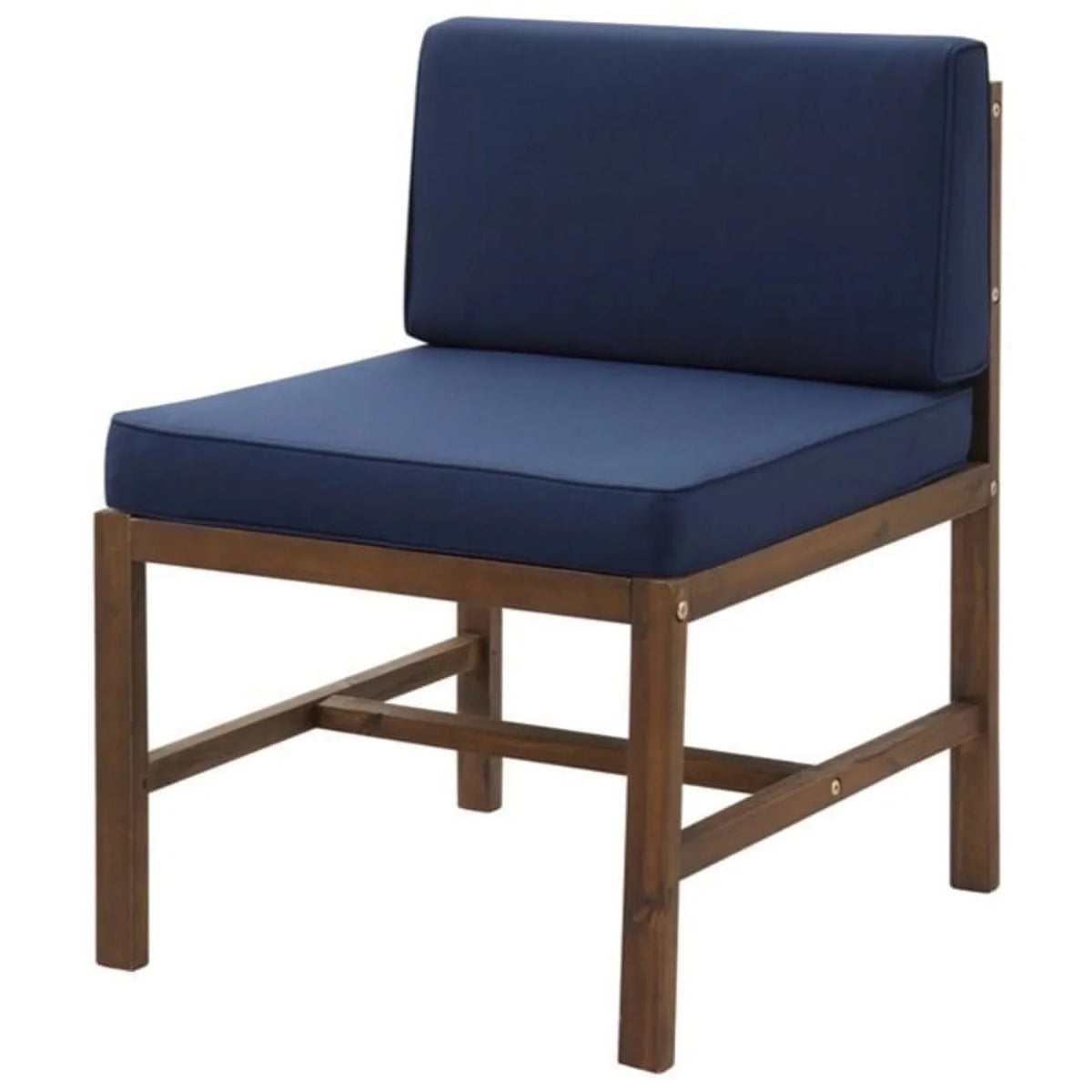 Side Brown/Navy Solid Chair Wood Modular Patio Edison Dark Acacia Blue - Walker