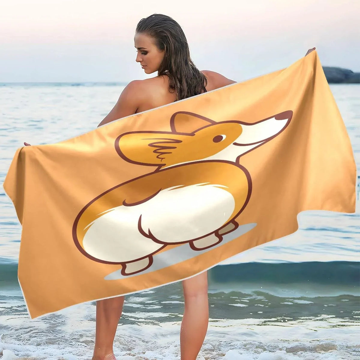 for Towel Absorbent Holiday（353） - Orange Bestwell Towels Lightweight Compact Oversized - Dry Beach Cute Towel Camping Quick Corgi Travel Super Swimming