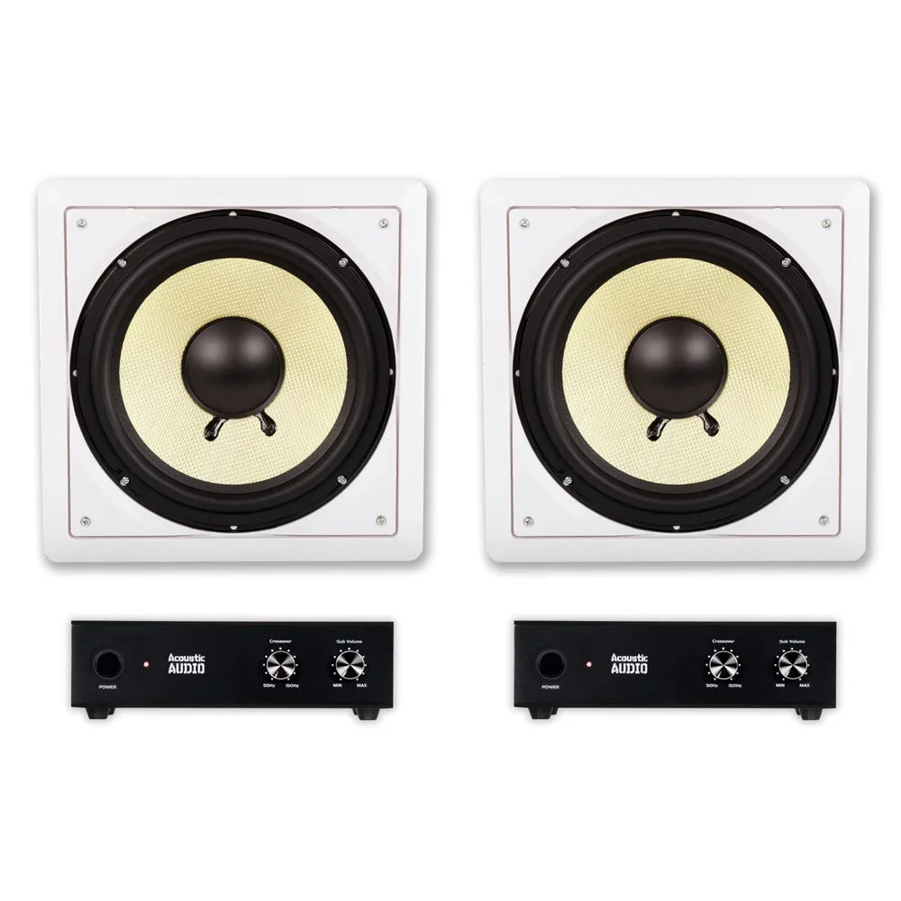 Acoustic Speaker with and Audio Mount 2 -S10 Flush Subwoofers Pack 10" Amps