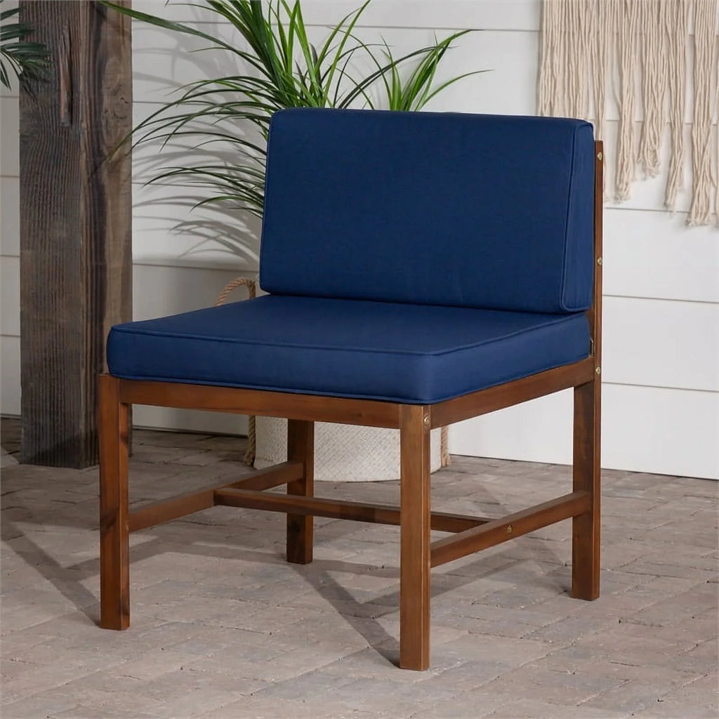 Side Brown/Navy Solid Chair Wood Modular Patio Edison Dark Acacia Blue - Walker