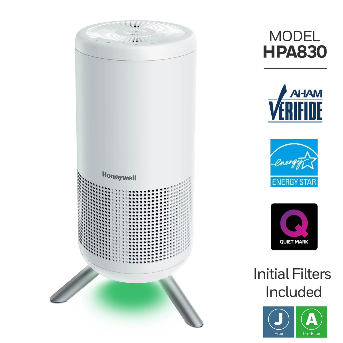 Designer Honeywell HPA830W Tower, ft, 190 sq Series White, Air Purifier