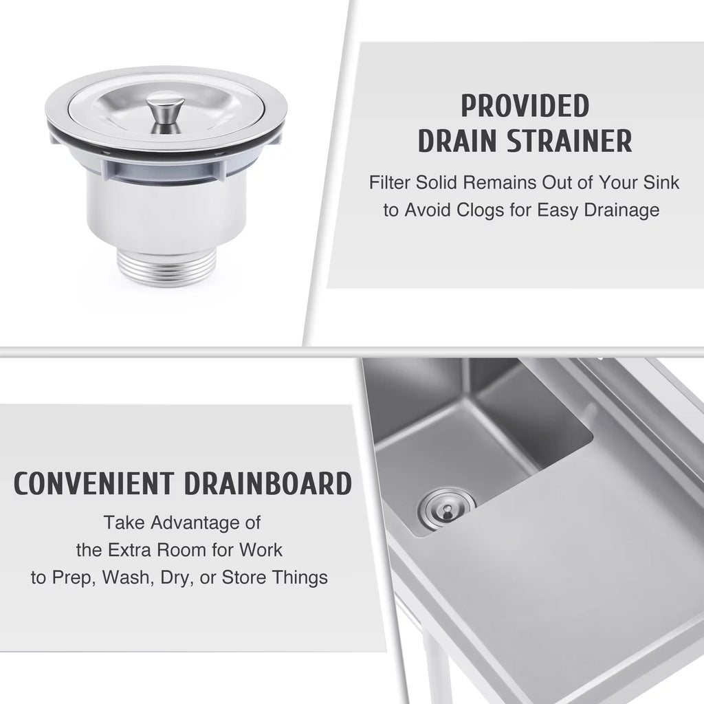 Commercial Strainer Wilprep for Steel Stainless Bar Kitchen Backsplash Utility Drainboard Sink w