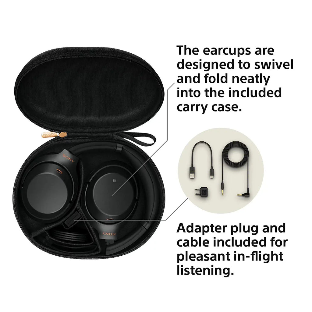 WH1000XM3 Cancelling Restored Sony (Refurbished) Noise Headphones, Black Wireless Over the Ear Bluetooth