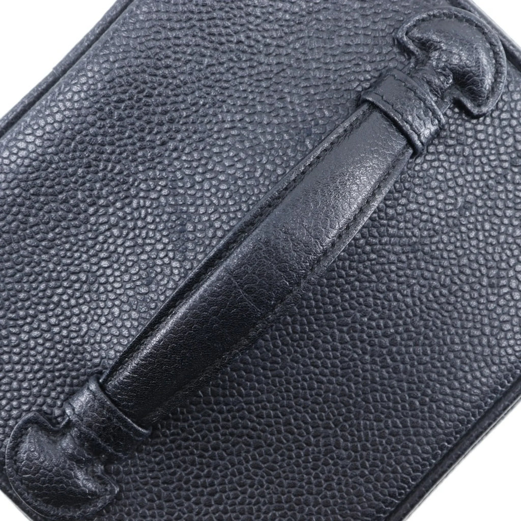 Zipper France in Coco (Good) Pre-Owned Matte Caviar Mark Vanity Made Handbag Ladies Skin Black