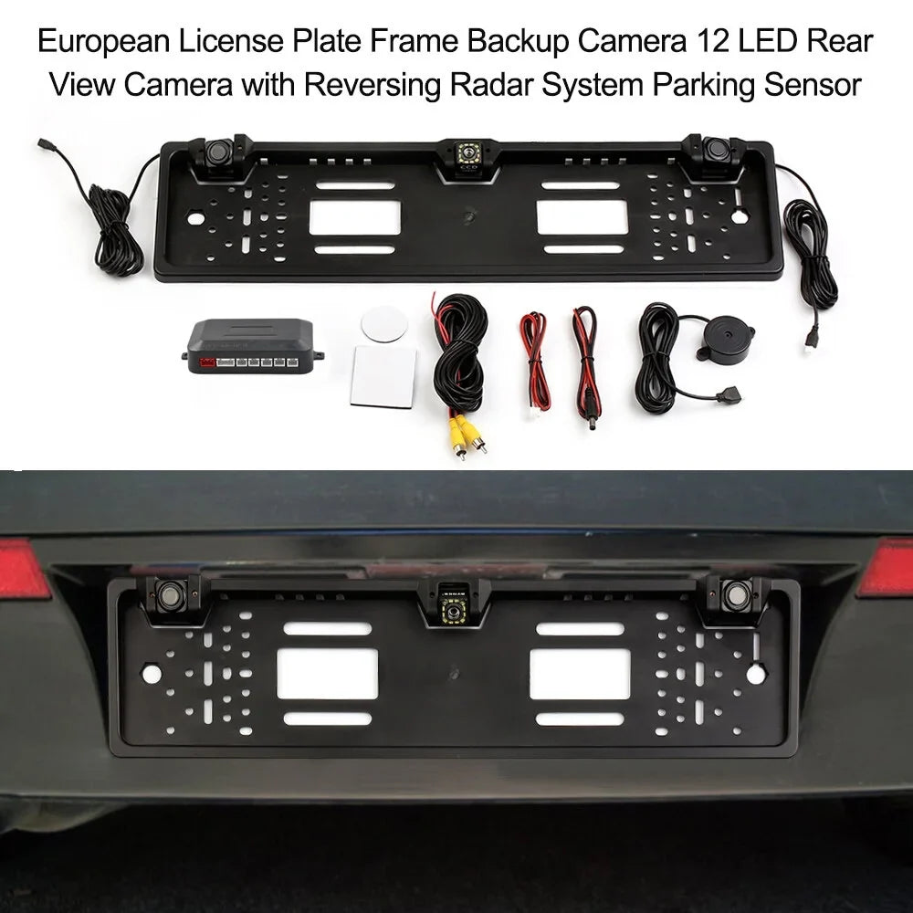 European Reversing Plate View Camera System, Camera, Rear Frame Parking Apexeon with Sensor Car Backup License
