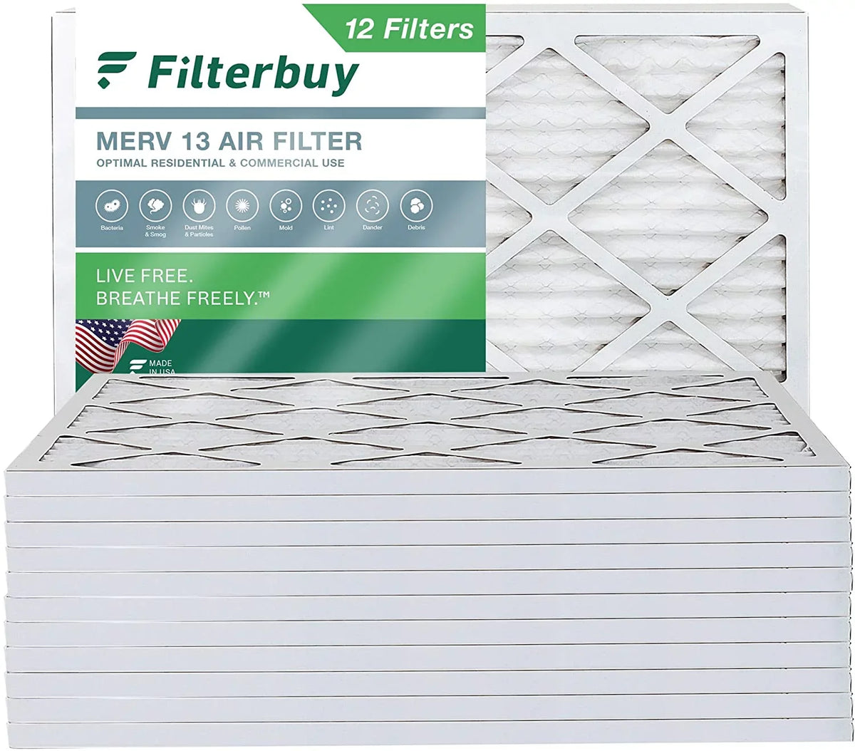 Air Filterbuy Pleated 13 Filters 18x20x1 (12-Pack) Furnace