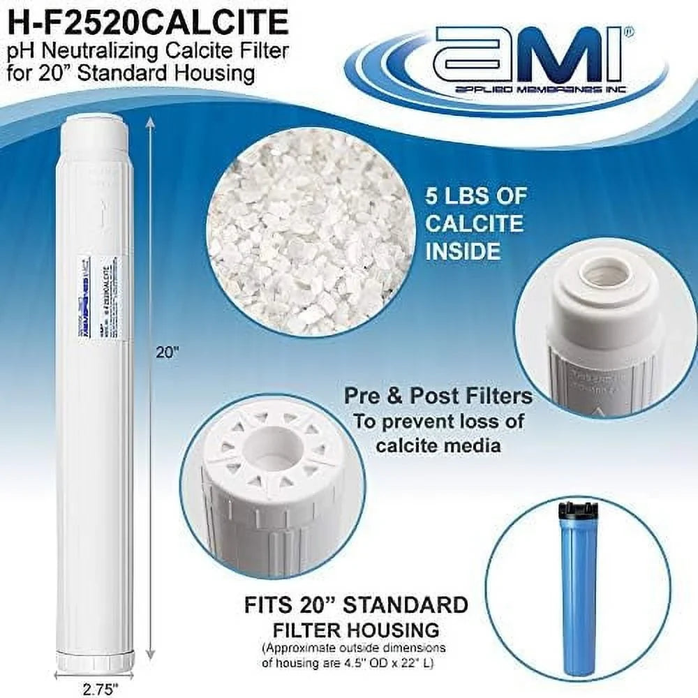 Standard) Ph 20" Filter Calcite | | Of (20" Ph Raise Standard Cartrid Alkalinity Moisture Fits H-F2520CALCITE 20” Housing Filter Neutralization Size Standard Moisture | Low Filter To