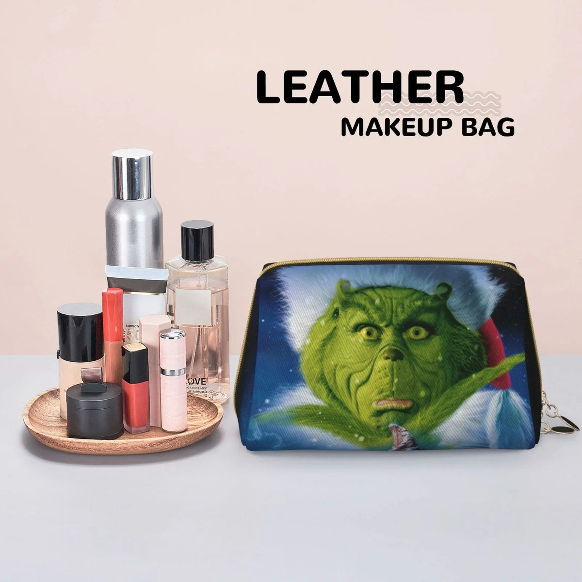 Bag Organizer Pouch The Christmas Toiletry Storage Gift Bag Cosmetic Makeup Portable Grinch Purse Travel Leather