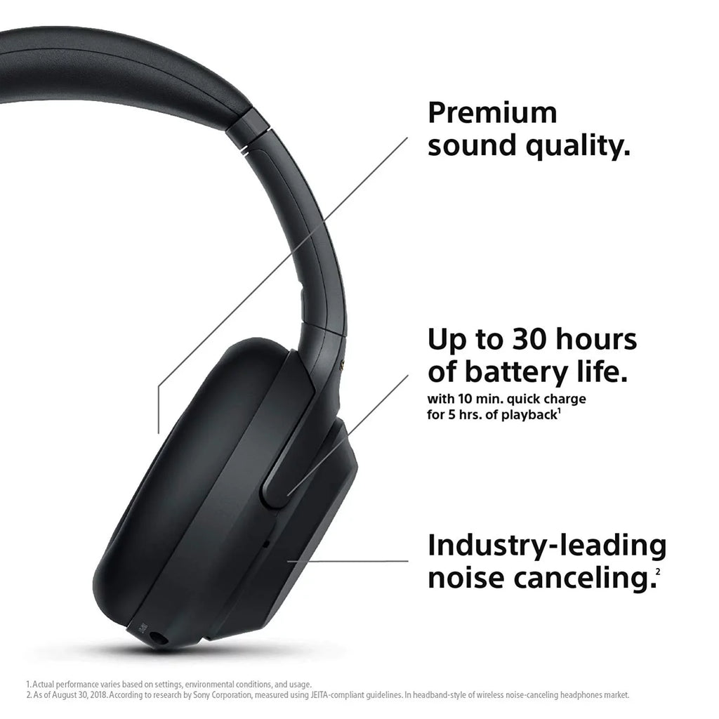 WH1000XM3 Cancelling Restored Sony (Refurbished) Noise Headphones, Black Wireless Over the Ear Bluetooth