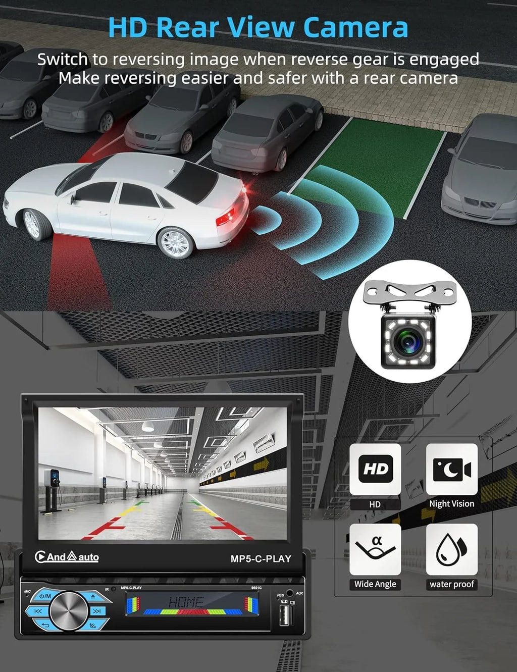 with Link,with Receivers Mirror Car Carplay Bluetooth,7 Car Stereo Phone Camera/ Port -in Auto Audio Support Out Radio,Car Flip Android Radio/Backup Inch Touchscreen