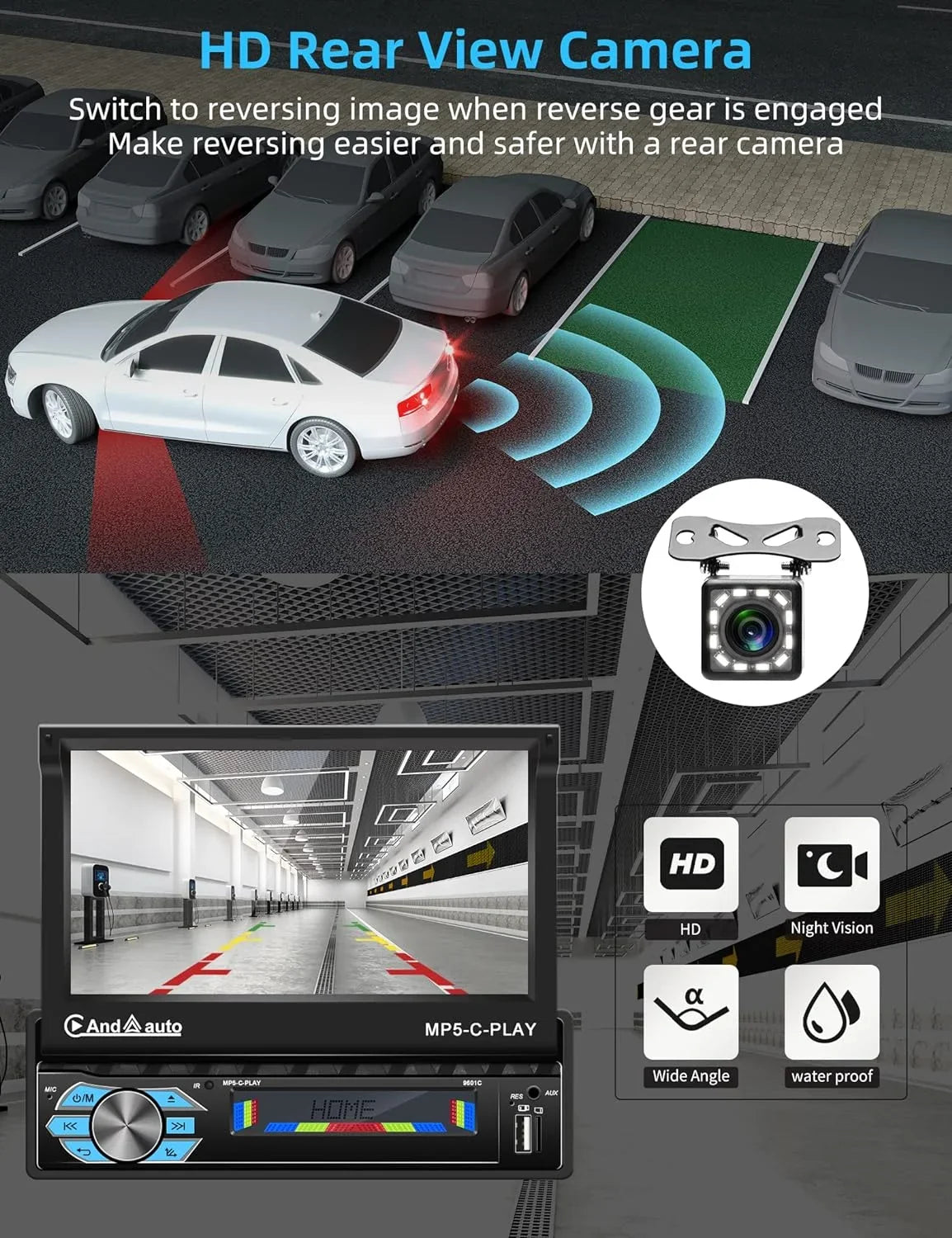 with Link,with Receivers Mirror Car Carplay Bluetooth,7 Car Stereo Phone Camera/ Port -in Auto Audio Support Out Radio,Car Flip Android Radio/Backup Inch Touchscreen