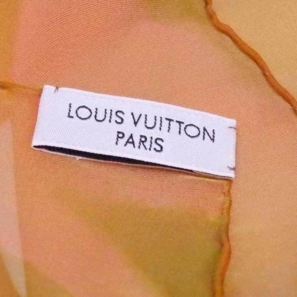 Yellow Louis Women's (Good) x Pre-Owned Logo Silk 100% Scarf Vuitton Orange Green