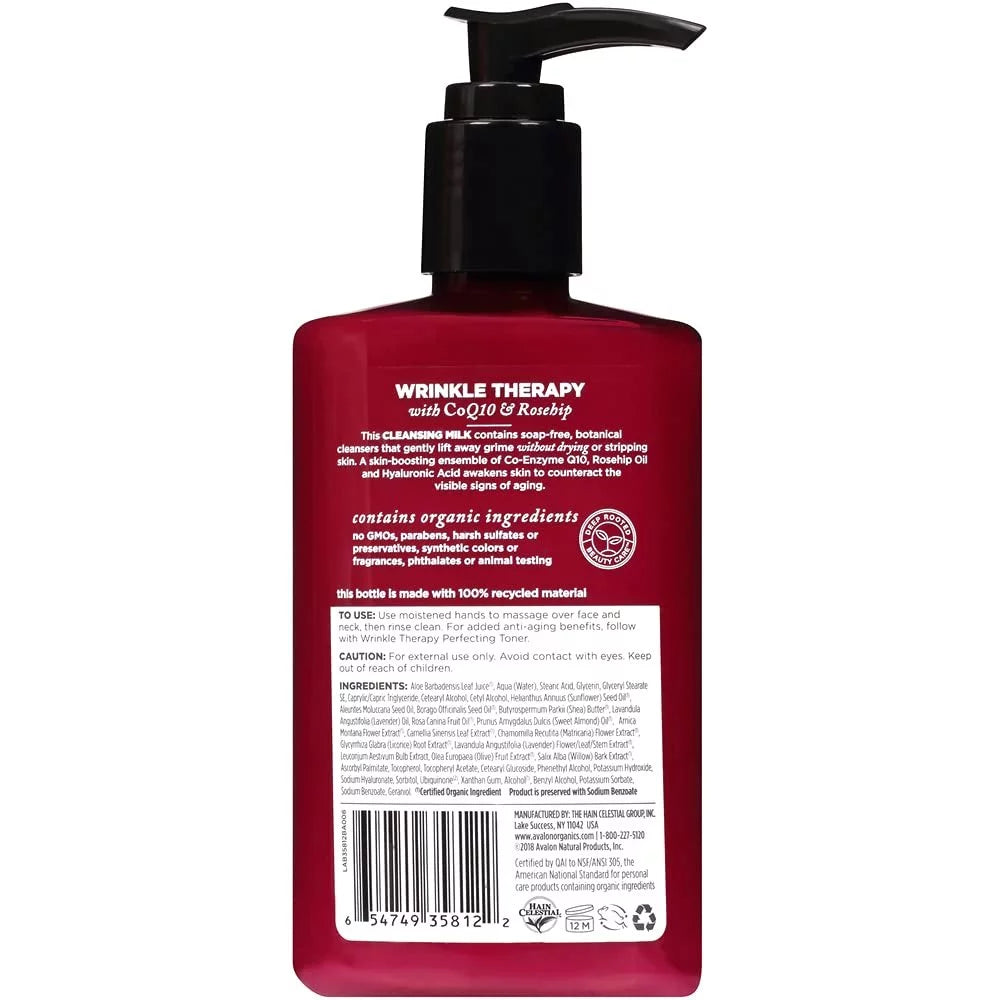 Organics Cleansing Milk CoQ10 Avalon 8.50 oz Facial