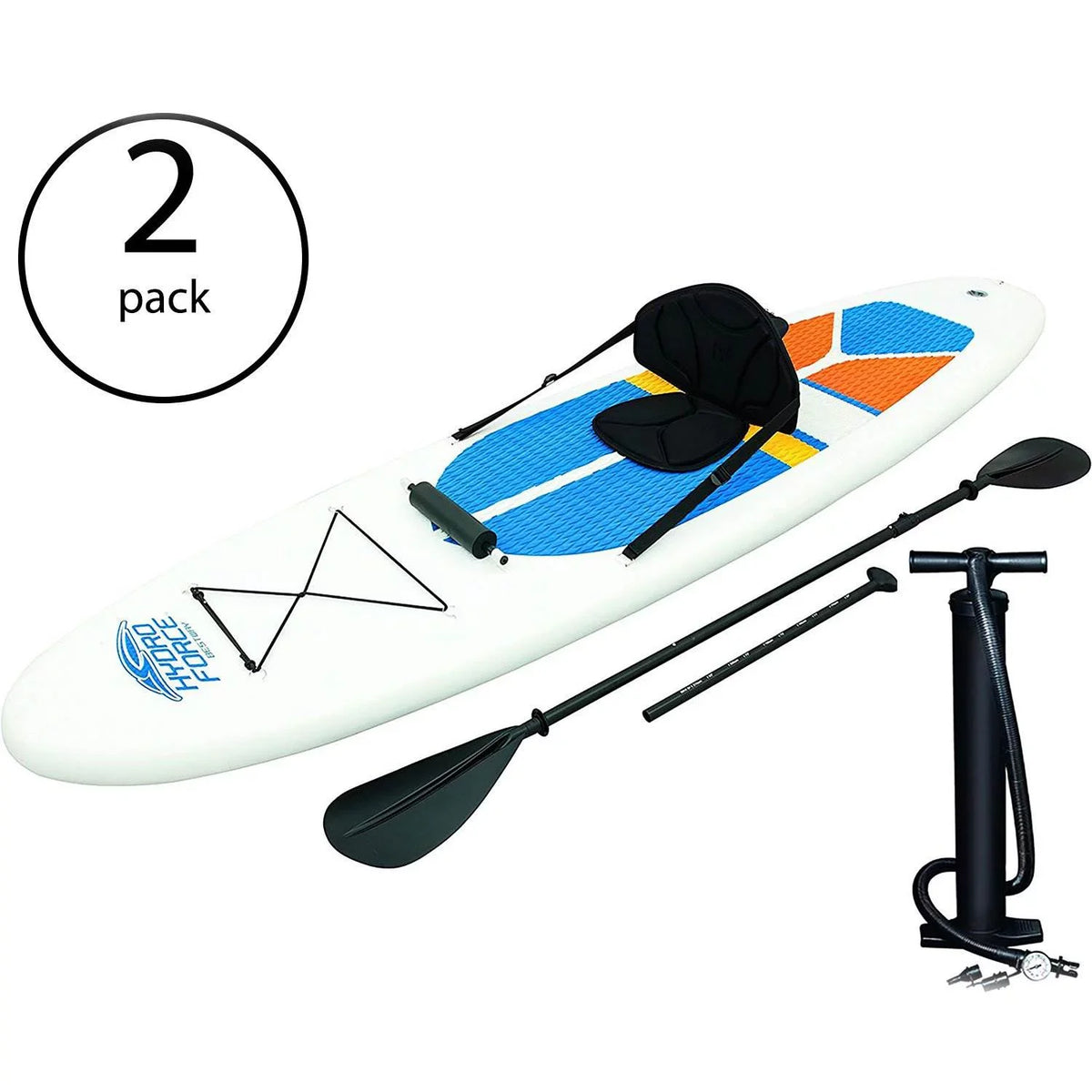 Stand Up Paddle Hydro-Force 10' White Bestway Inflatable Cap (2 Board Pack)
