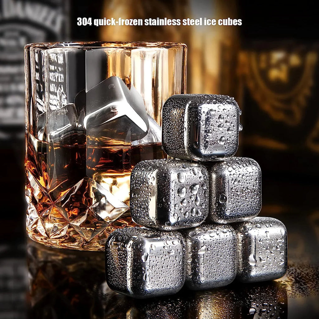 Ice Cube Scotch Stainless Whisky Gin Chilling Women(Size:12 Men Metal Party Steel Rocks Tonic Whisky Wine Reusable Pieces,Color:Square) Drinks for Stones Cooling
