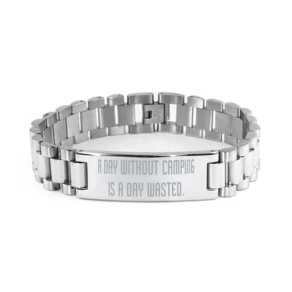amangny Without Ladder Bracelet, A Day Camping Beautiful Day Engraved for is Camping Wasted. a Camping Bracelet,