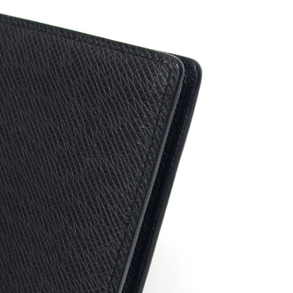 Pre-Owned Wallet (Good) Long Vuitton Black Bifold Billfold Taiga Louis