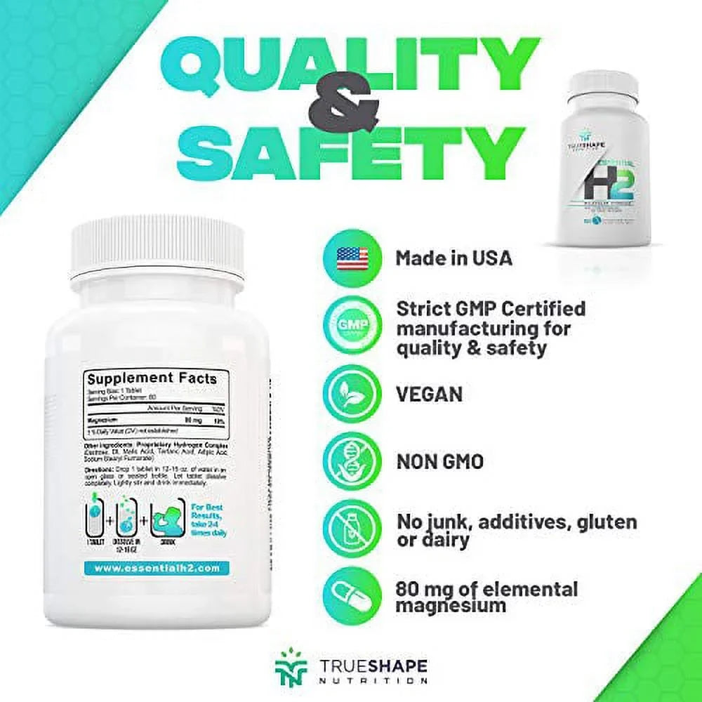 for Hydrogen Supplement Nutritional Servings) TrueShape H2 Tablets Essential (60 Moisture Fizzy Molecular Nutrition