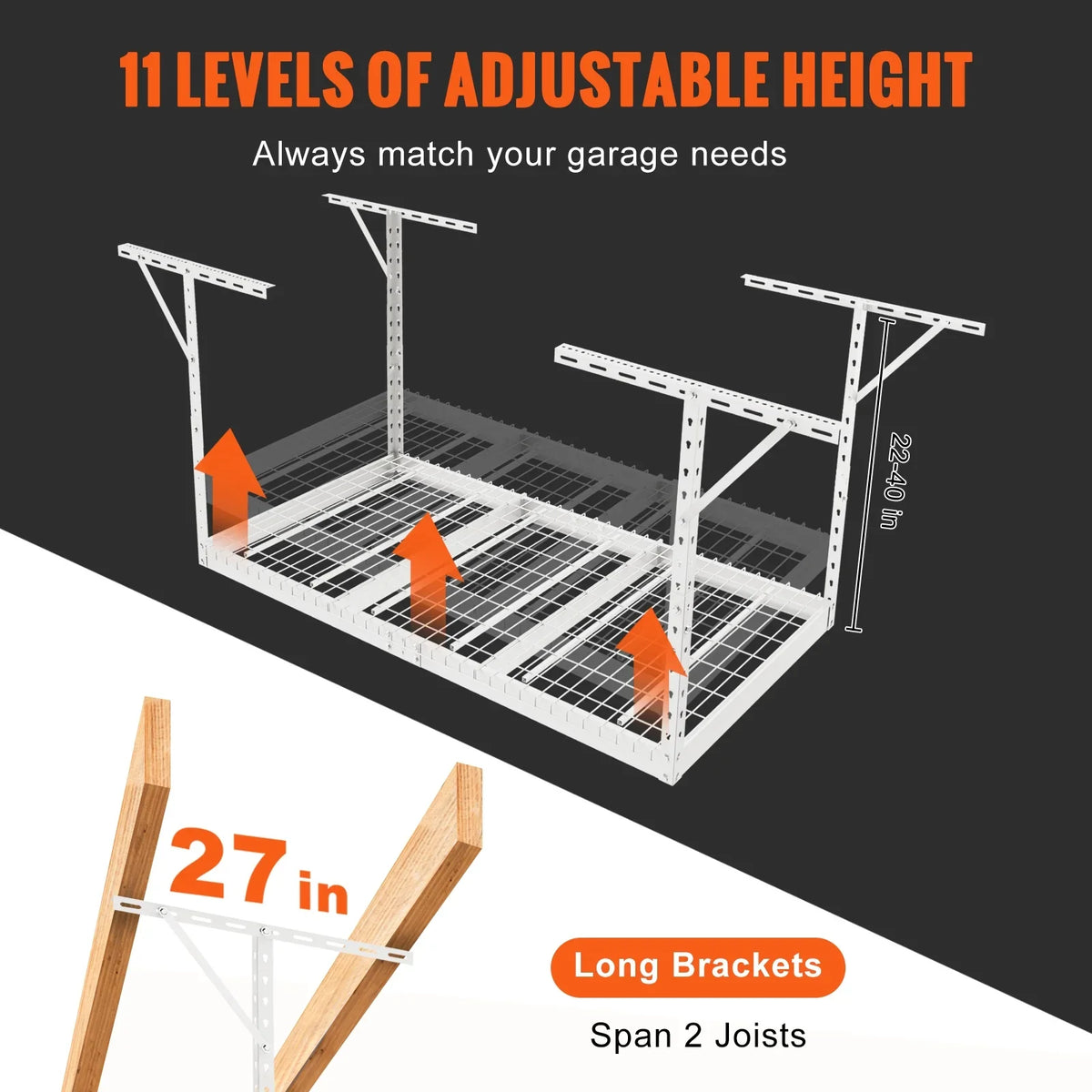 Rack Adjustable Garage Ceiling 36x72in Overhead Rack White 550lbs Storage