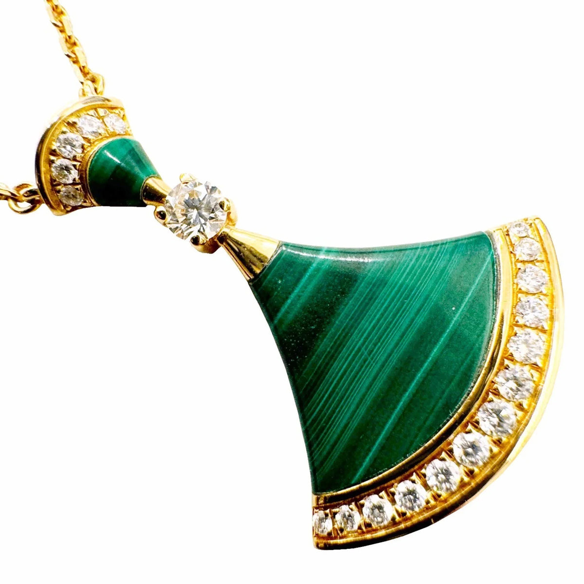 Malachite D0.28ct Pendant Gold Ladies 7.3g Pre-Owned Pink Diamond (Good) Bvlgari K18PG Dream Necklace Diva