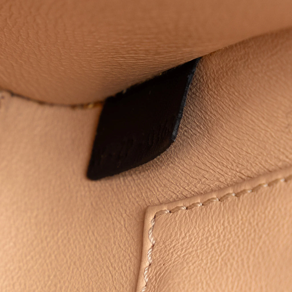 Calf Satchel Authenticated Pre-Owned Luggage Tricolor Tote Leather Brown (Good) Unisex Celine Nano
