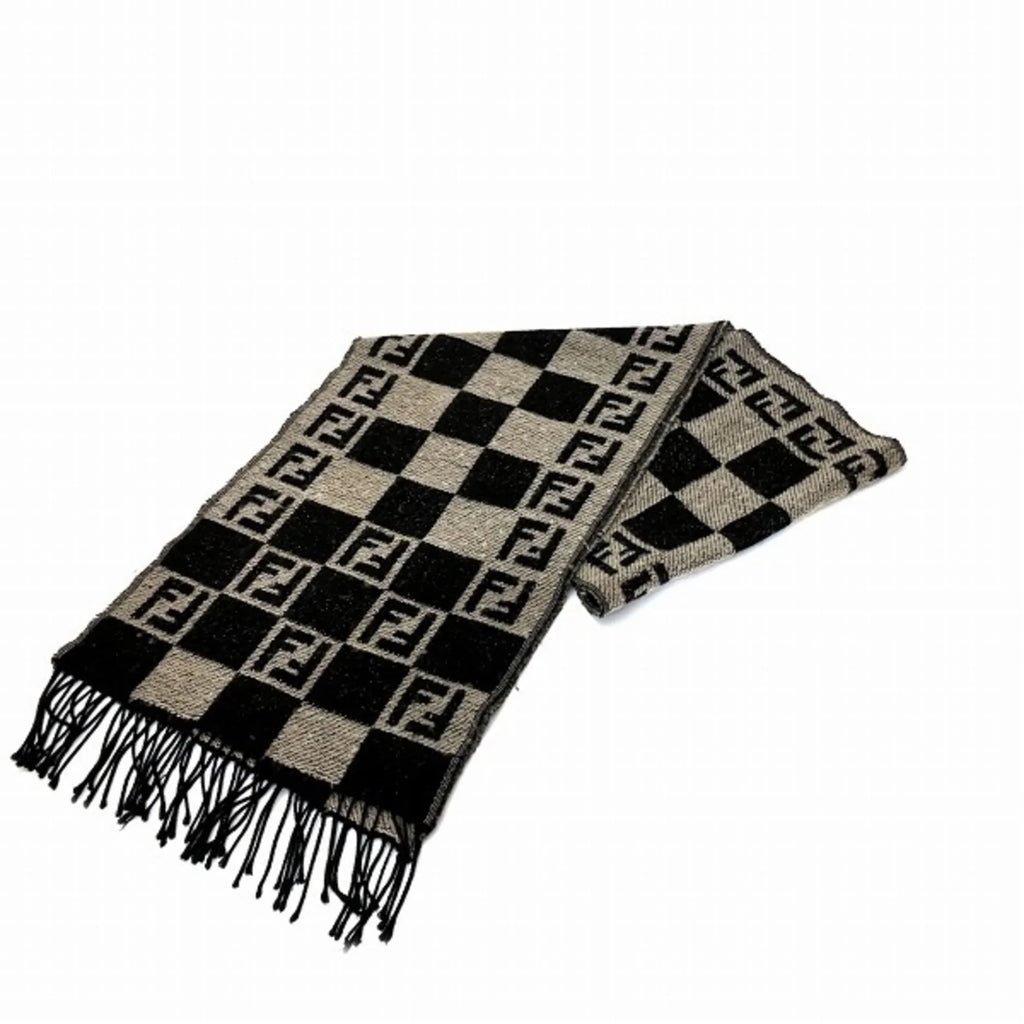 Zucca brand men's check accessory block scarf Pre-Owned (Good) pattern fringe