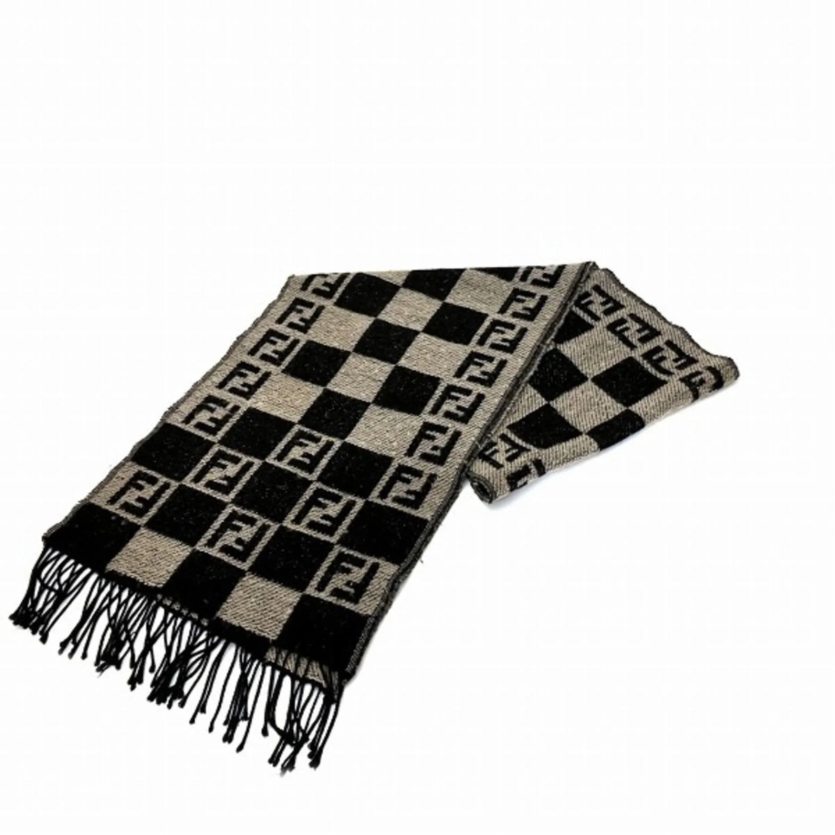 Zucca brand men's check accessory block scarf Pre-Owned (Good) pattern fringe