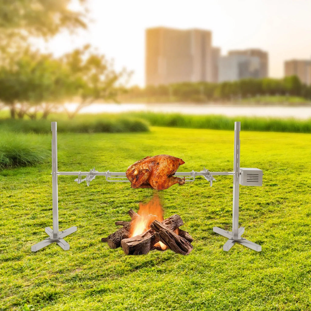 Spit Chicken Kit Roaster Pig 53'' Rotisserie Cooker Picnic Electric Barbecue ZhdnBhnos Large Outdoor Lamb Stainless Steel 15W Grill