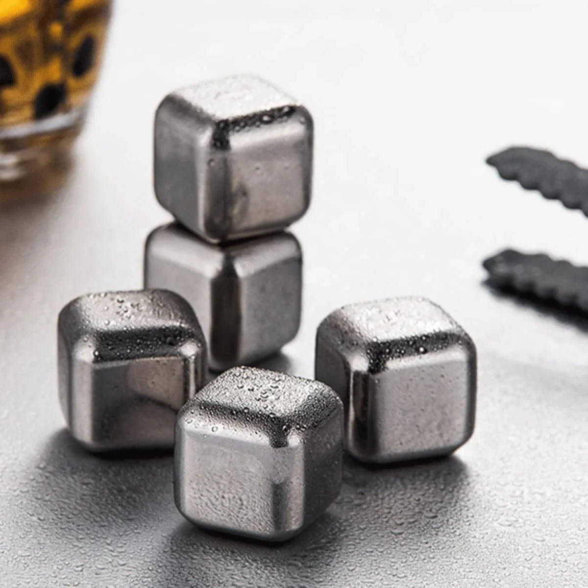 Reusable Whiskey Scotch, Steel Rum 6 Cubes Stones, Chiller Rocks Chilling Metal (Size Moistureless Set of Vodka, Ice Ice Whiskey pcs for with Ice Wine 4/6/8 Box, Cubes : Dilution for Drinks Stainless No