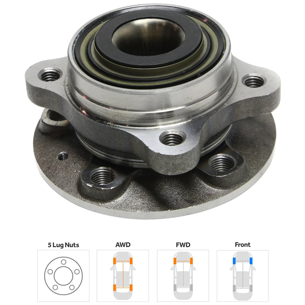 Bearing 3.2L 8Cyl 4.4L 6Cyl Front, Fits Hub Passenger Left 5Cyl Wheel with 2.9L or Driver XC90 Right included 2003-2007 2.5L Volvo