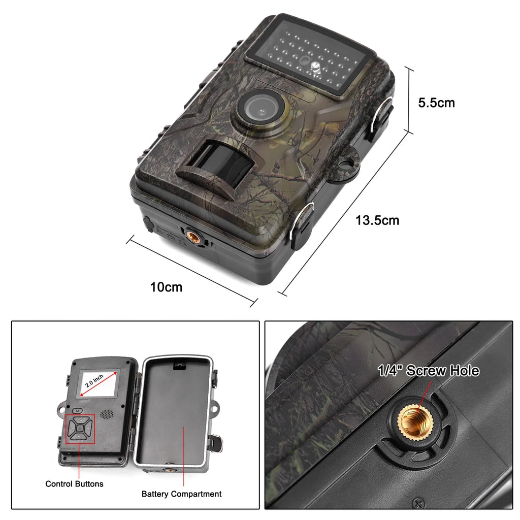 IP66 1080P Activated Camera Inch Time Eccomum Screen Camera Infrared Camera with Tracking Trigger Supports Trail Motion Night Color Moistureproof 2.0 16MP 0.8s Wildlife Vision