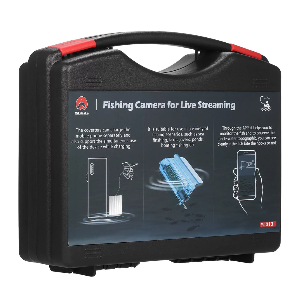 Video 50M Carry Cable with Fishing Phone Case Finder Holder Cage Fish Live Bait Ice Mobile 1080P Kayak with Sea Fishing for Lake Underwater Vessel Camera Control Camera Fishing