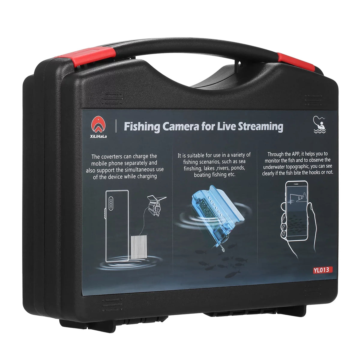 Video 50M Carry Cable with Fishing Phone Case Finder Holder Cage Fish Live Bait Ice Mobile 1080P Kayak with Sea Fishing for Lake Underwater Vessel Camera Control Camera Fishing