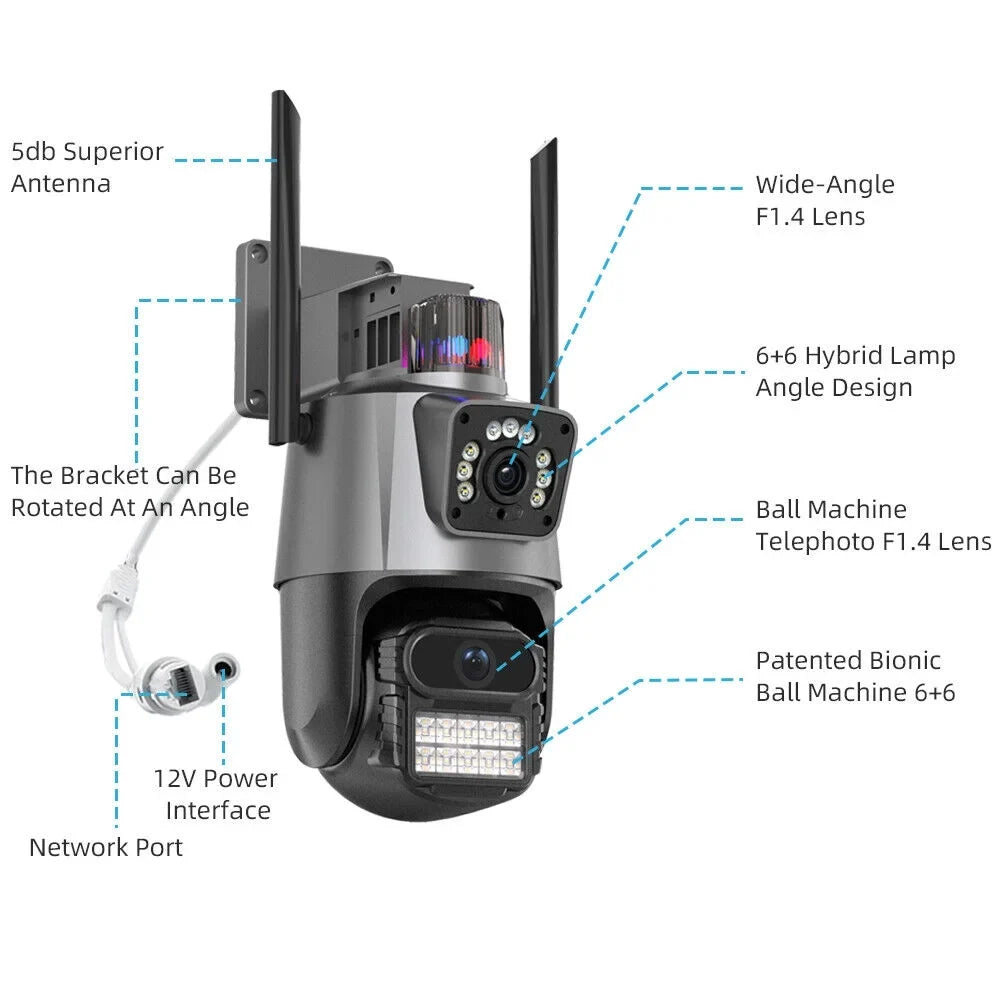 Dual Camera Moistureproof 1080P Antenna Real-time Audio Enhanced Two-Way Outdoor IP66 Card Slot