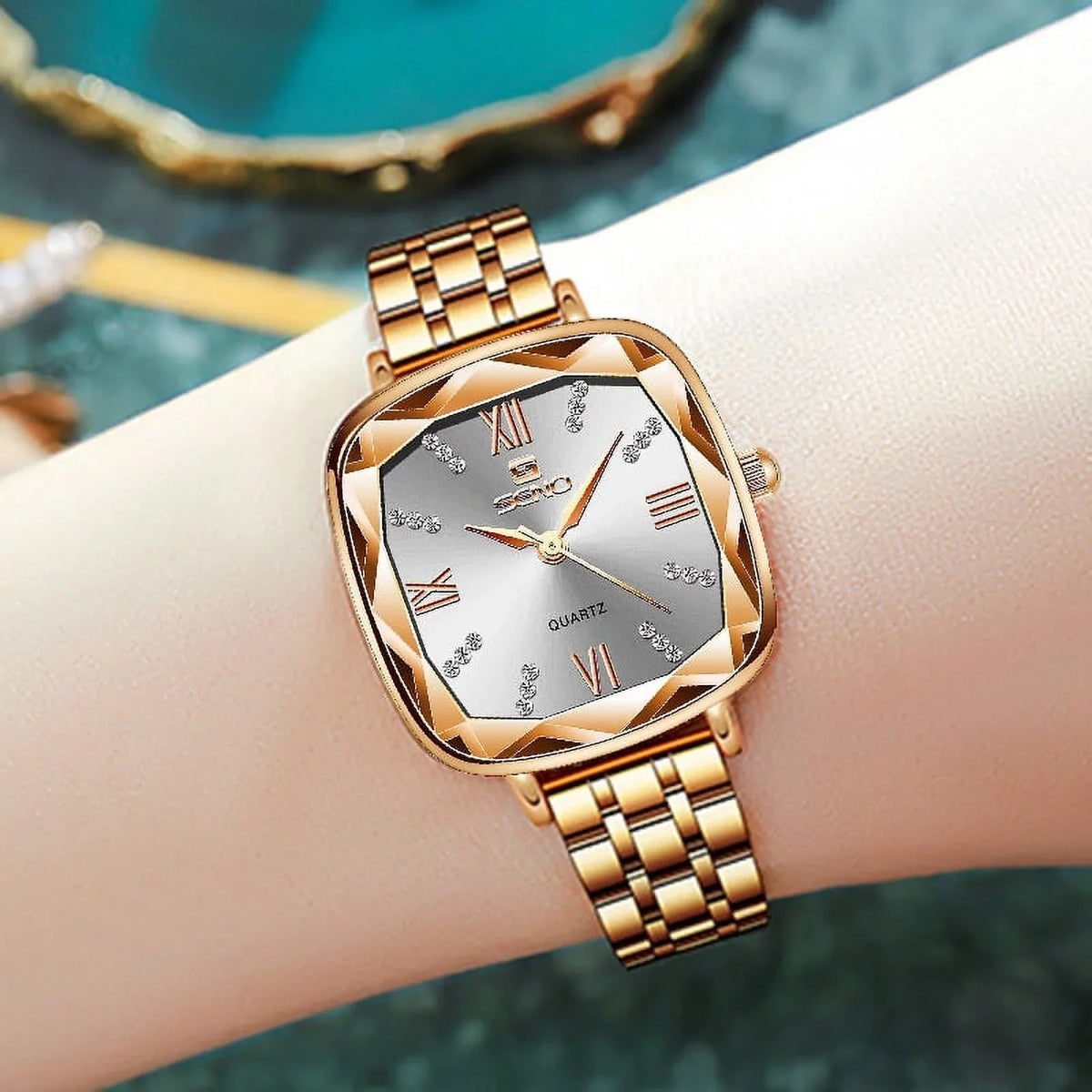 For 2022 Wrist Watch Stainless feminino Gold relogio Female Lady Watches Luxury Women Square Clock Steel Women Watch Rose Brand