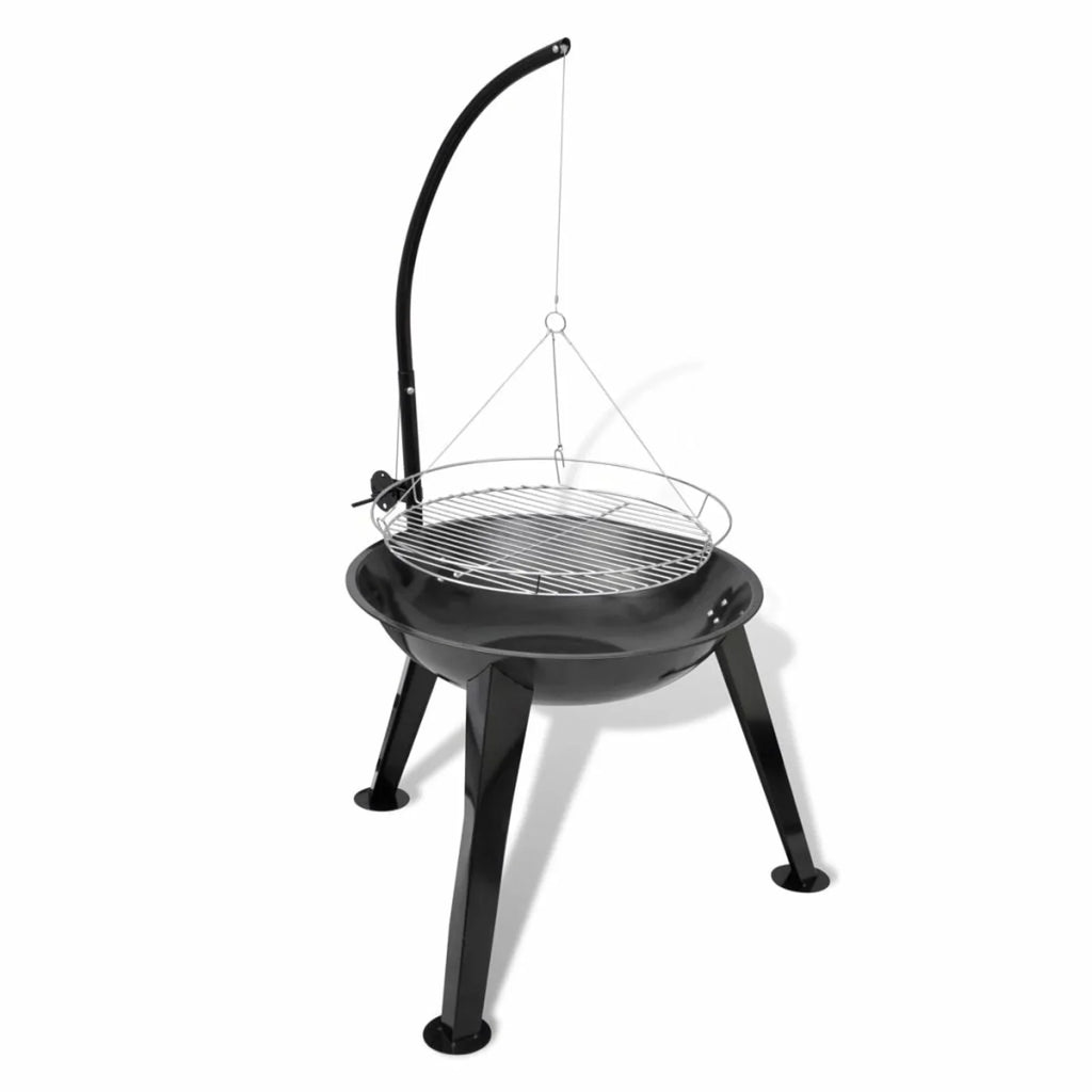 48.4 Party, Hiking, Hanging Cooking, Grilling, Picnic, Round Garden, x Stand Camping Stand x Grill Anself Barbecue for H) Charcoal Inches (Diameter with Plate Patio Steel 28.3 Smoking,