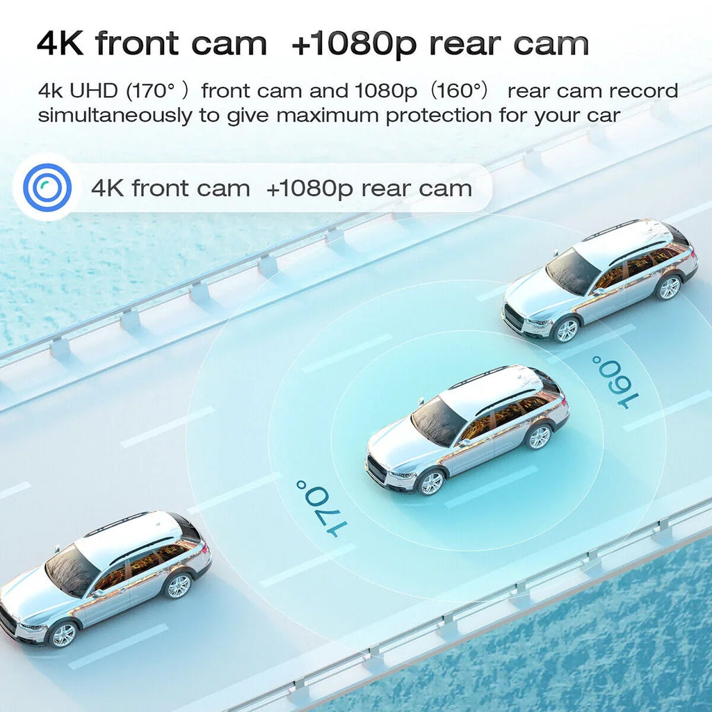 Full Angle, Camera Backup Night Camera Screen Touch Dash Mirror Cam View Parking and Starlight 170° Wide Car Camera Moistureproof Front Monitor 12" 4K Large Backup Rear Vision,