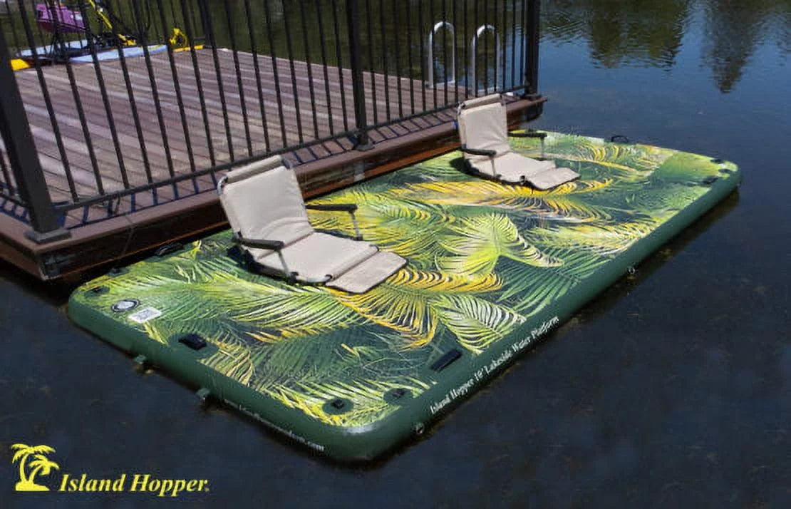 Floating Slide Lakeside Dock Hopper Graphics Tropical Bouncer Series 10ft Island & Inflatable