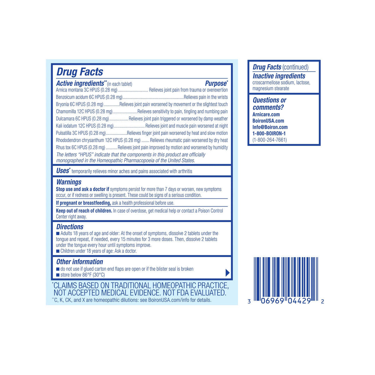 Stiffness, Boiron Homeopathic Count Meltaway Arthritis, Pain, Tablets Pain and Arthritis 120 Arnicare for Relief, Joint Medicine