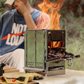 Stove Portable Stainless Backpacking Lightweight For Burning Camping Folding Sturdy Cooking, Steel Picnic With Wood For Grill Camp Stove Wood Outdoor