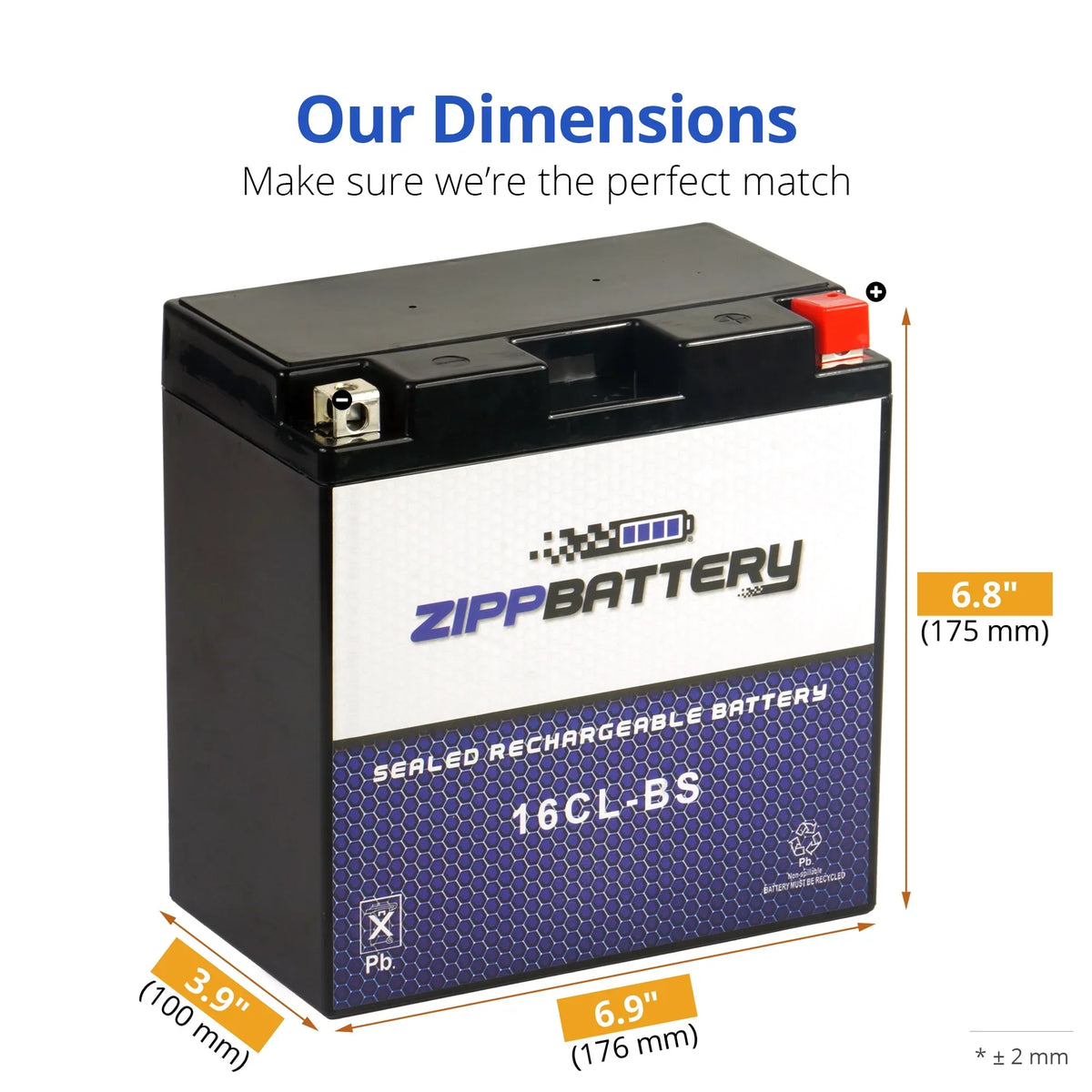 Ts Jf650 Cc Yb16cl-bs Battery Ski Battery for 89-'96, Jf650 Kawasaki 86-'95 650cc Jet X2 Zipp