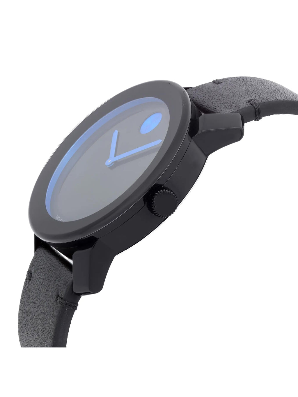 Pre-owned (Good) Black Leather Movado Quartz 3600307 Bold Watch Dial 42mm