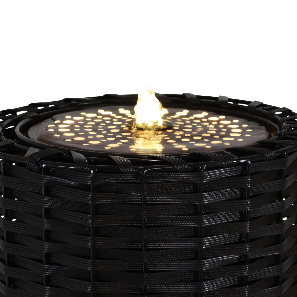 with Cylinder Plastic Wicker - Fountain Sunnydaze Lights 20.5"
